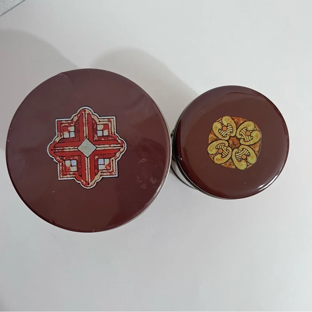 Vintage Coffee & Tea Tin Canisters with Lids Set of 2